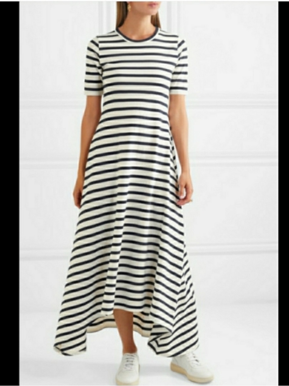 NWT J. Crew Striped Knit Maxi Dress in Ivory & Navy 100% Cotton | Size XS